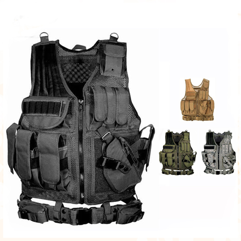 Crossfit Weight Vest - เสื้อกั๊กยุทธวิธีแบบปรับได้ Molle เสื้อเกราะป้องกันตัวสำหรับการรบ รปภ. ล่าสัตว์ กองทัพ