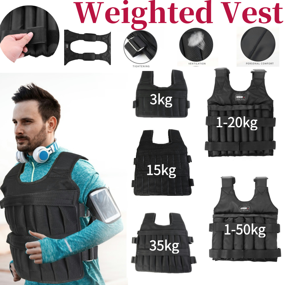 Crossfit Weight Vest - เสื้อแจ็คเก็ตออกกำลังกายแบบปรับน้ำหนักได้ 3/15/35 กก. อุปกรณ์ออกกำลังกายสำหรับวิ่ง เทรนนิ่ง วิ่งจ๊อกกิ้ง