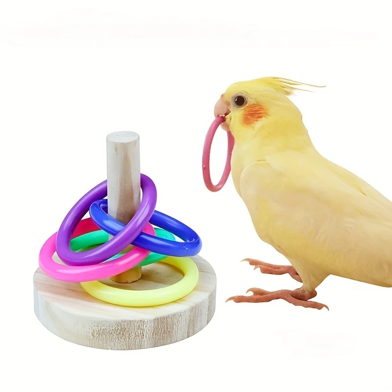 Gymnastic Ring Wood - ไม้ Interactive Parrot แหวนของเล่นเพื่อการศึกษาการออกกําลังกายกระตุ้นสนุกเวลาเล่นสําหรับ Parrot Parakeet