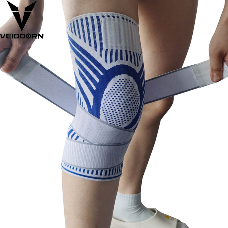 Crossfit Fitness Gear - 1PC ผู้ชายการบีบอัดกีฬา Crossfit เข่า Pads ฟิตเนสเกียร์ยืดหยุ่นบาสเกตบอลวอลเลย์บอลเข่ารั้งสายรัดยาว
